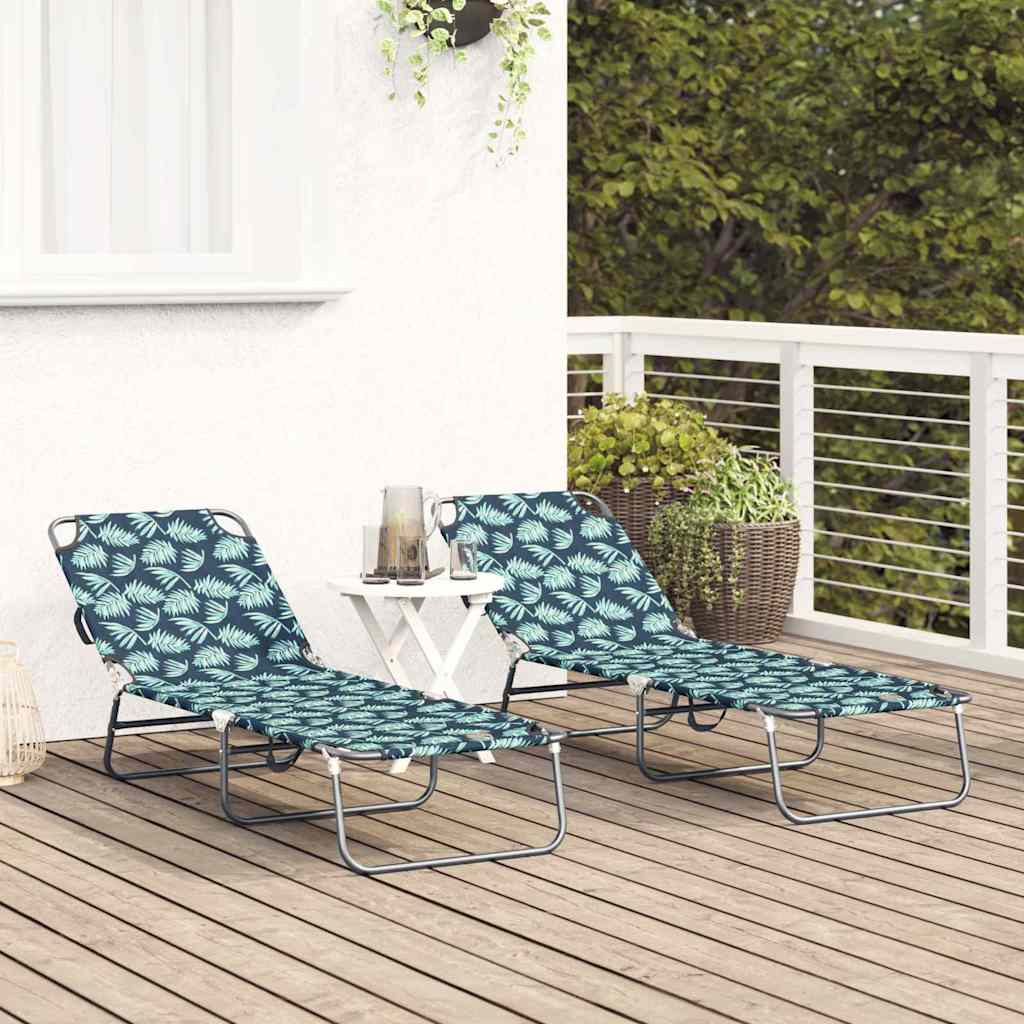 Klappbare Sonnenliege 2-Person 2 pcs Grün 56 x 189 x 87cm Stoff