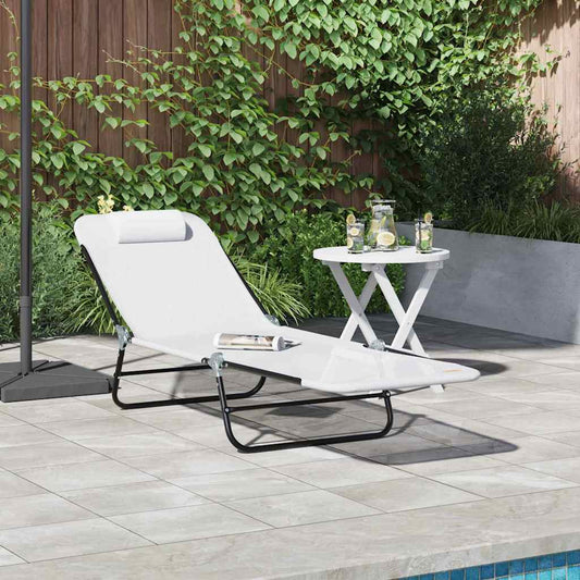 Klappbare Sonnenliege Creme 182 x 55 x 85,5 cm Textilene