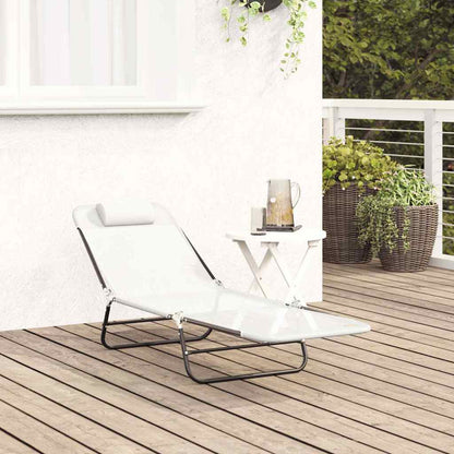 Klappbare Sonnenliege Creme 182 x 55 x 85,5 cm Textilene