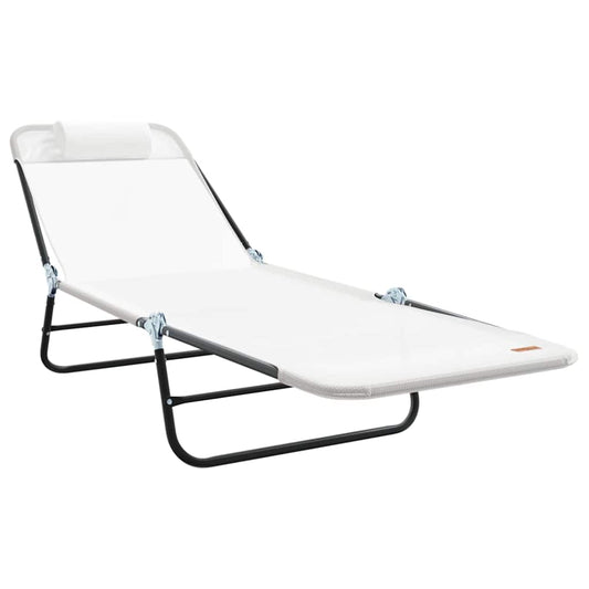Klappbare Sonnenliege Creme 182 x 55 x 85,5 cm Textilene