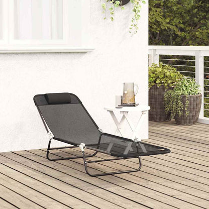 Klappbare Sonnenliege Schwarz 182 x 55 x 85,5 cm Textilene
