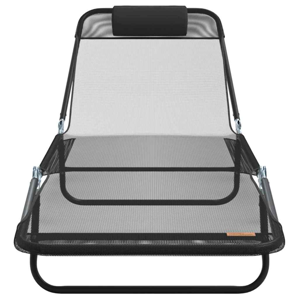 Klappbare Sonnenliege Schwarz 182 x 55 x 85,5 cm Textilene