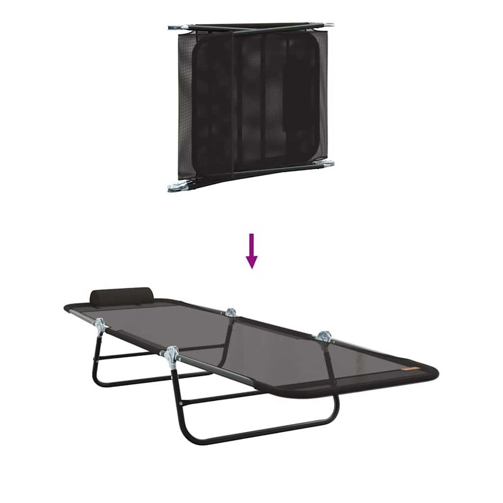 Klappbare Sonnenliege Schwarz 182 x 55 x 85,5 cm Textilene
