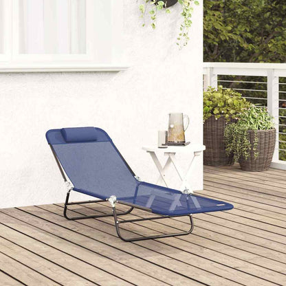 Klappbare Sonnenliege Marineblau 182 x 55 x 85,5 cm Textilene