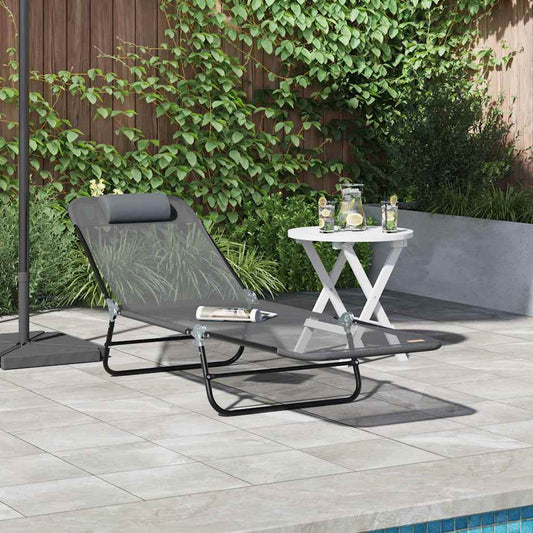 Klappbare Sonnenliege Grau 182 x 55 x 85,5 cm Textilene