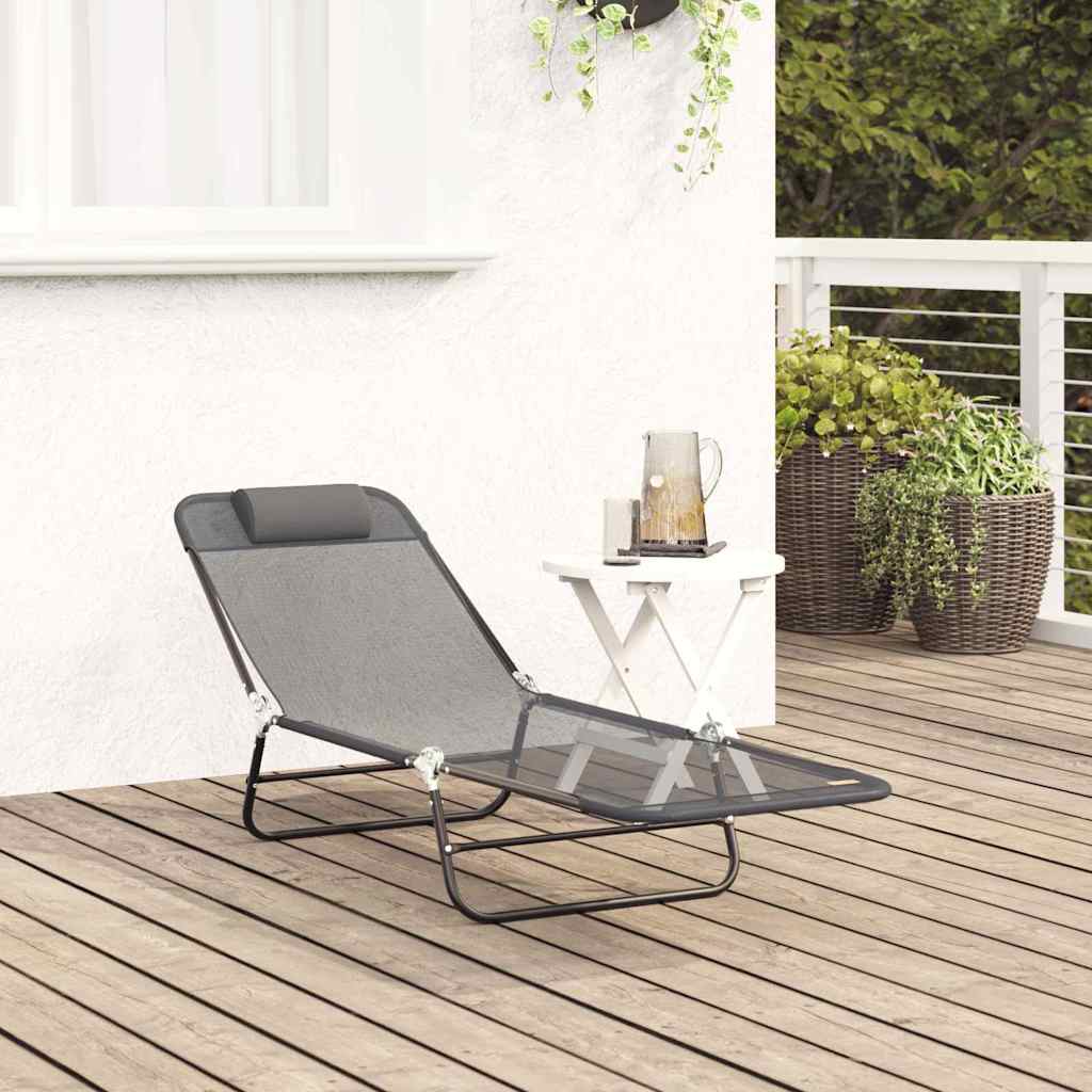 Klappbare Sonnenliege Grau 182 x 55 x 85,5 cm Textilene