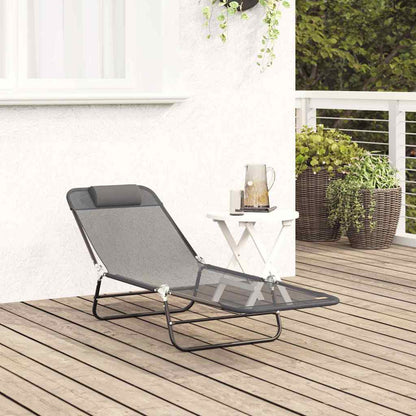 Klappbare Sonnenliege Grau 182 x 55 x 85,5 cm Textilene