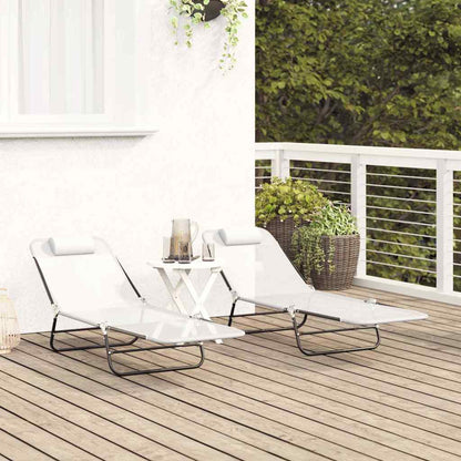 Klappbare Sonnenliege 2 pcs Creme 182 x 55 x 85,5 cm Textilene