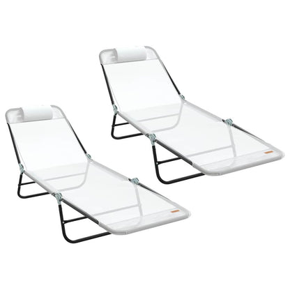 Klappbare Sonnenliege 2 pcs Creme 182 x 55 x 85,5 cm Textilene