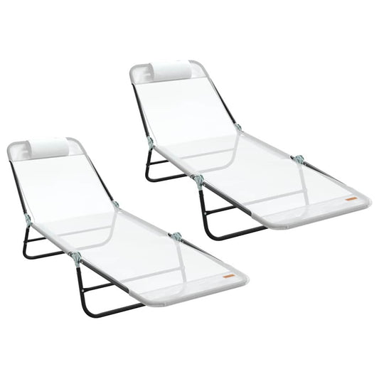 Klappbare Sonnenliege 2 pcs Creme 182 x 55 x 85,5 cm Textilene