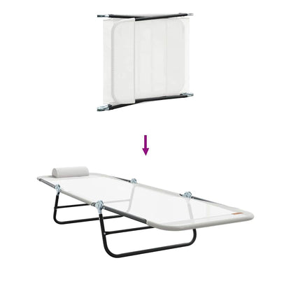 Klappbare Sonnenliege 2 pcs Creme 182 x 55 x 85,5 cm Textilene