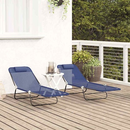 Klappbare Sonnenliege 2 pcs Marineblau 182 x 55 x 85,5 cm