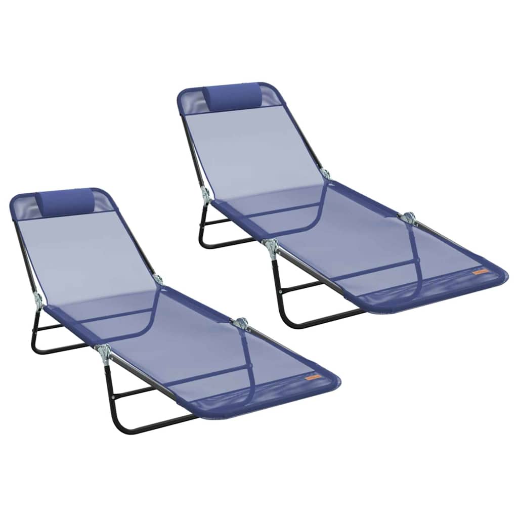 Klappbare Sonnenliege 2 pcs Marineblau 182 x 55 x 85,5 cm