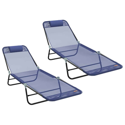 Klappbare Sonnenliege 2 pcs Marineblau 182 x 55 x 85,5 cm