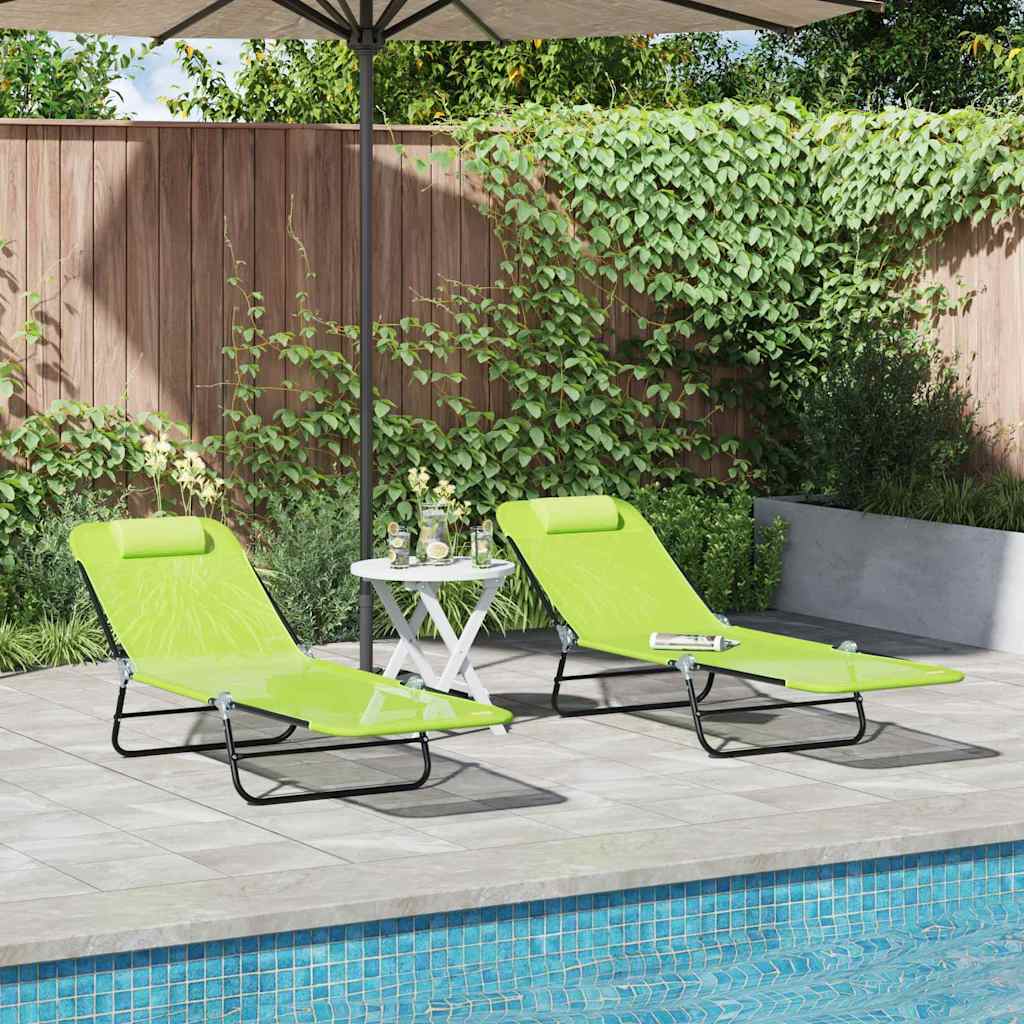 Klappbare Sonnenliege 2 pcs Grün 182 x 55 x 85,5 cm Textilene