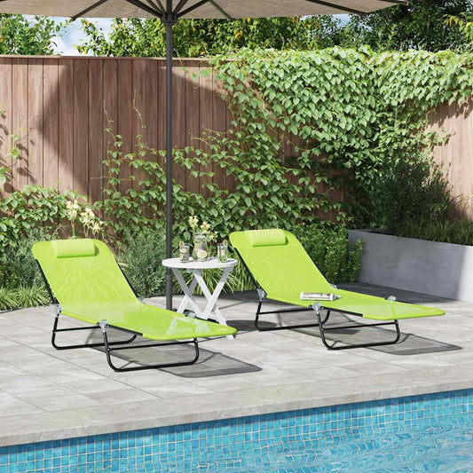 Klappbare Sonnenliege 2 pcs Grün 182 x 55 x 85,5 cm Textilene
