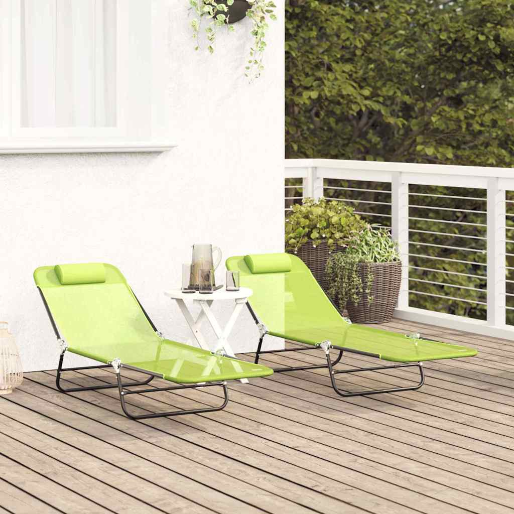 Klappbare Sonnenliege 2 pcs Grün 182 x 55 x 85,5 cm Textilene