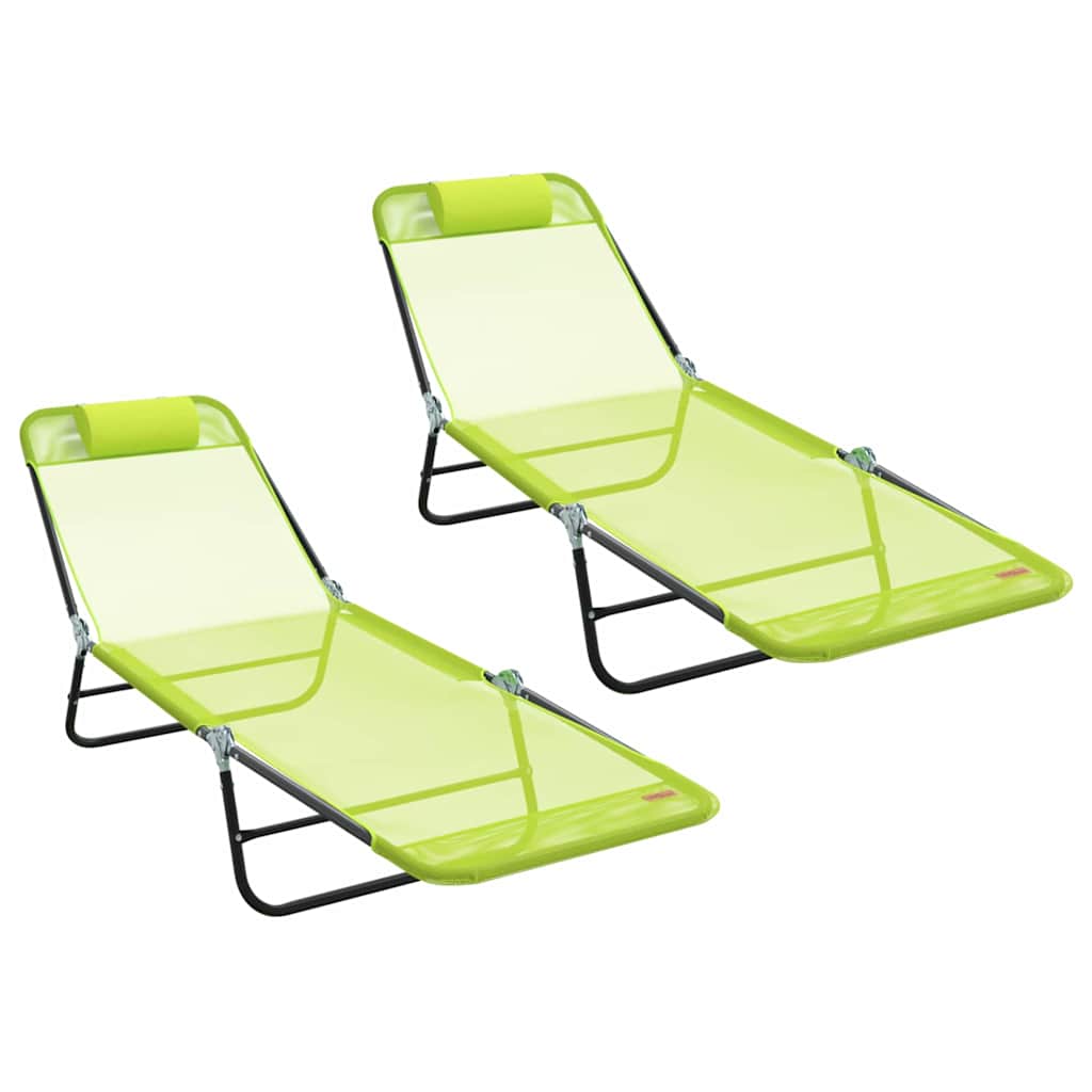 Klappbare Sonnenliege 2 pcs Grün 182 x 55 x 85,5 cm Textilene