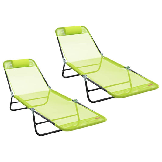 Klappbare Sonnenliege 2 pcs Grün 182 x 55 x 85,5 cm Textilene