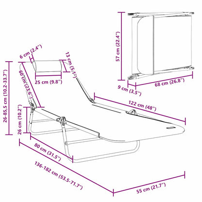 Klappbare Sonnenliege 2 pcs Grün 182 x 55 x 85,5 cm Textilene