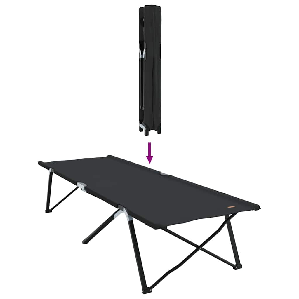 Klapp Schlafbett fürs Camping Schwarz 206 x 76 x 74 cm