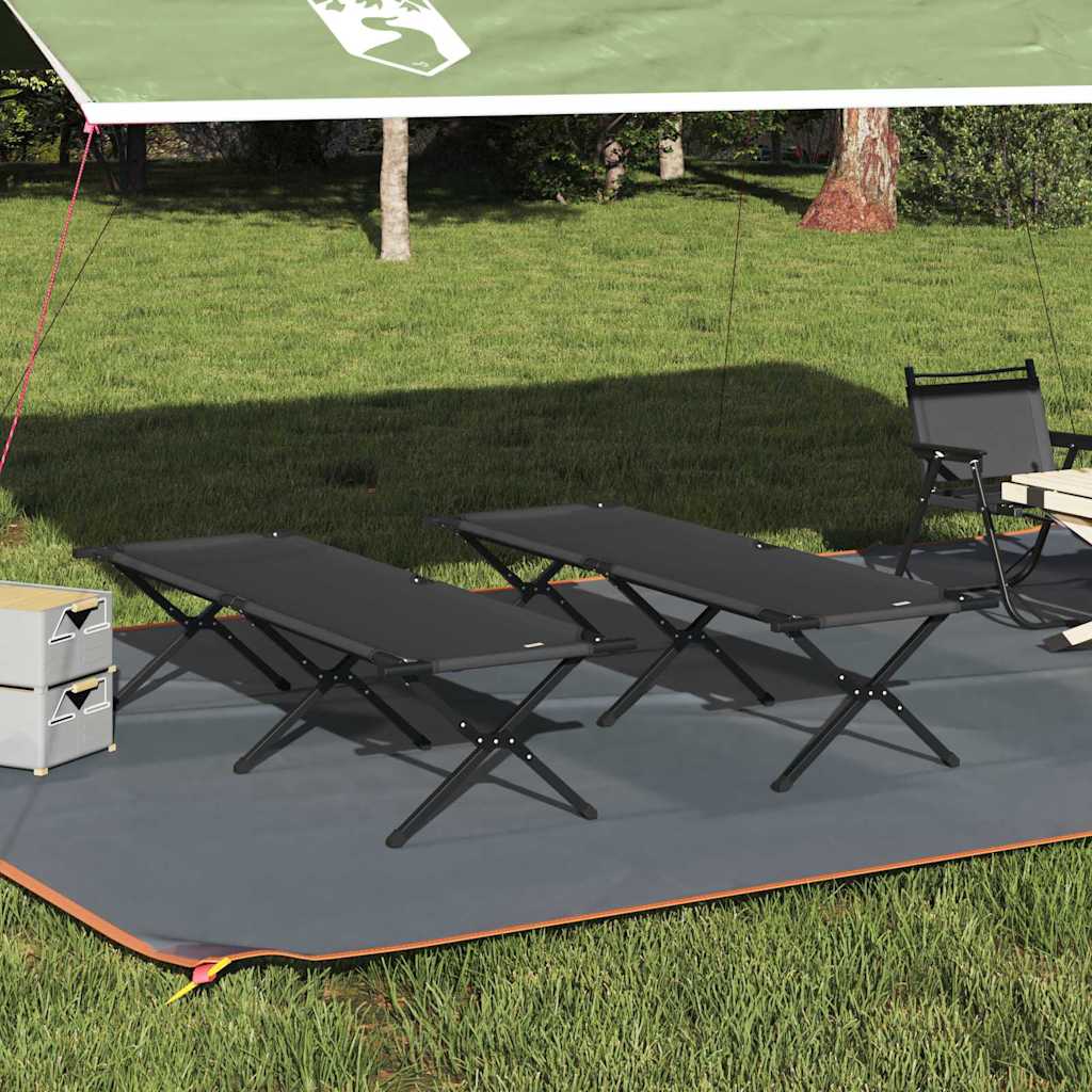 Klapp Schlafbett fürs Camping 2 pcs Schwarz Oxford Stoff