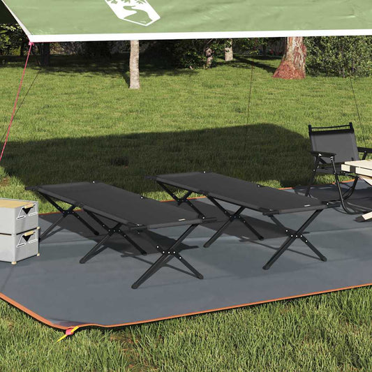 Klapp Schlafbett fürs Camping 2 pcs Schwarz Oxford Stoff