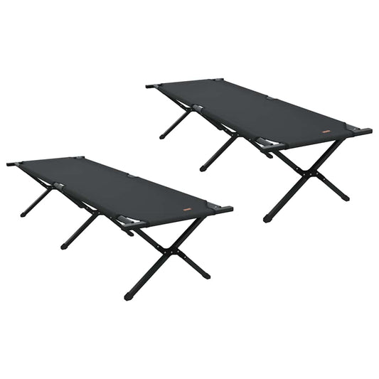 Klapp Schlafbett fürs Camping 2 pcs Schwarz Oxford Stoff