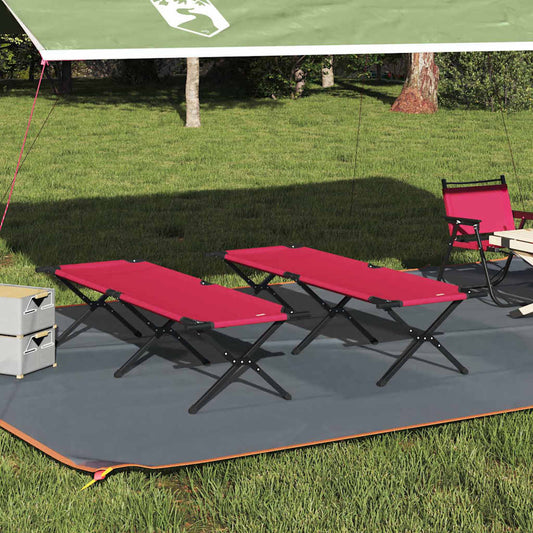 Klapp Schlafbett fürs Camping 2 pcs Rot Oxford Stoff