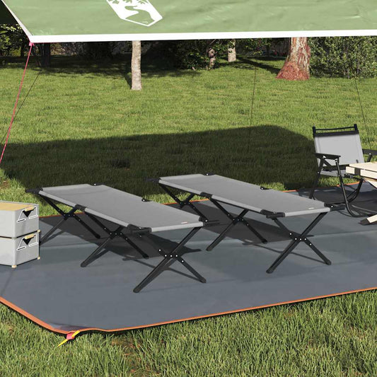 Klapp Schlafbett fürs Camping 2 pcs Grau Oxford Stoff
