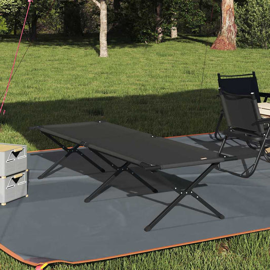 Klapp Schlafbett fürs Camping Schwarz Oxford Stoff
