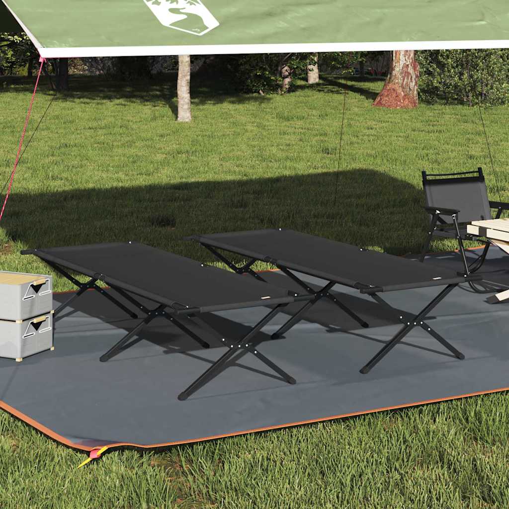 Klapp Schlafbett fürs Camping 2 pcs Schwarz Oxford Stoff