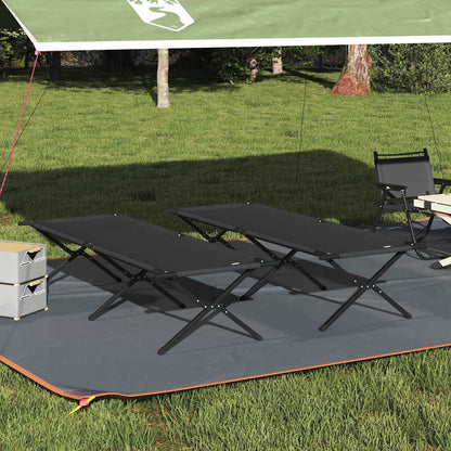 Klapp Schlafbett fürs Camping 2 pcs Schwarz Oxford Stoff