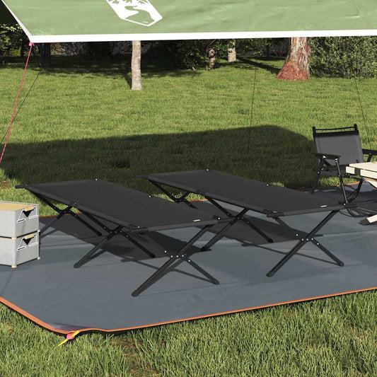 Klapp Schlafbett fürs Camping 2 pcs Schwarz Oxford Stoff