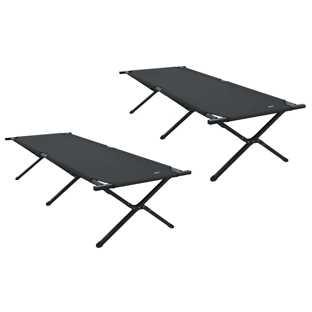 Klapp Schlafbett fürs Camping 2 pcs Schwarz Oxford Stoff