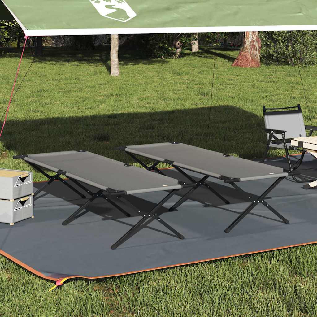 Klapp Schlafbett fürs Camping 2 pcs Grau Oxford Stoff