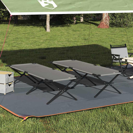 Klapp Schlafbett fürs Camping 2 pcs Grau Oxford Stoff