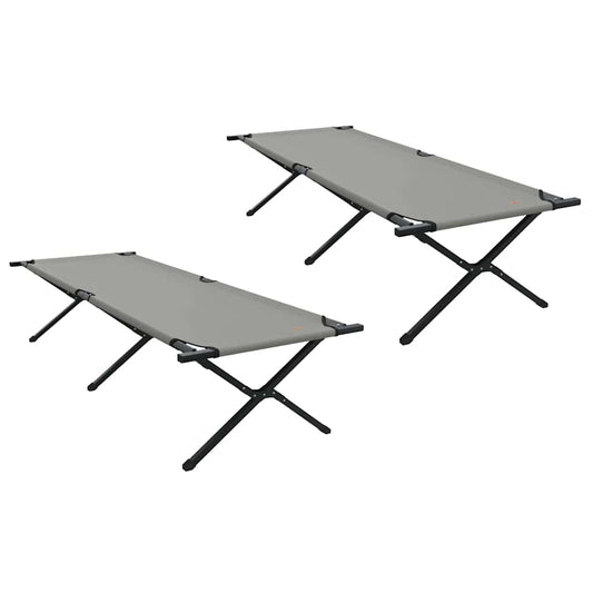 Klapp Schlafbett fürs Camping 2 pcs Grau Oxford Stoff