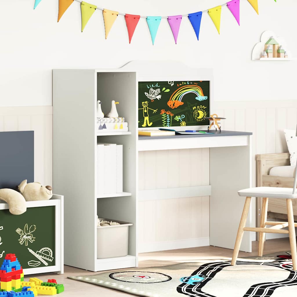 Kreidetafel Schreibtisch Weiß und Grau 120 x 45 x 118,5 cm