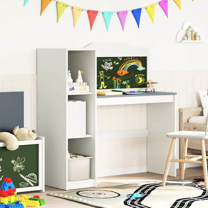 Kreidetafel Schreibtisch Weiß und Grau 120 x 45 x 118,5 cm