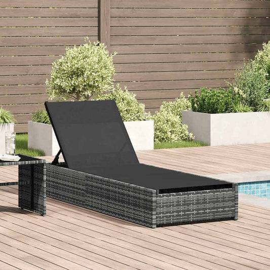 Sonnenliege mit Kissen Grau 60 x 200 x 27cm Poly-Rattan