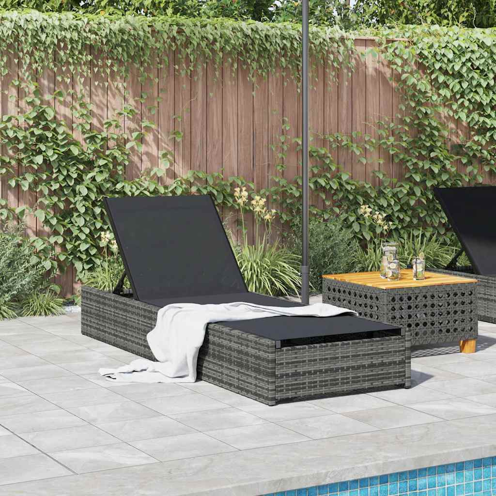 Sonnenliege mit Kissen Grau 60 x 200 x 27cm Poly-Rattan