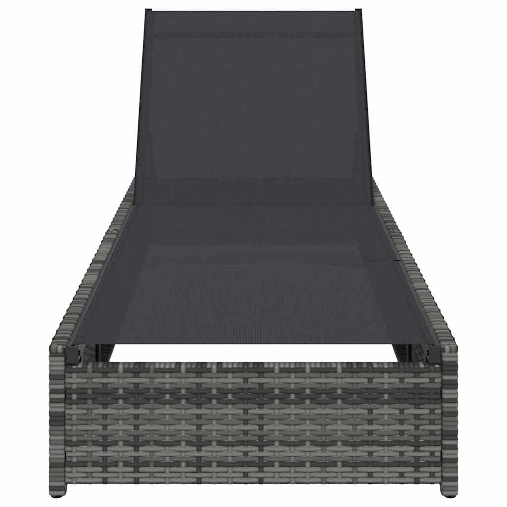 Sonnenliege mit Kissen Grau 60 x 200 x 27cm Poly-Rattan
