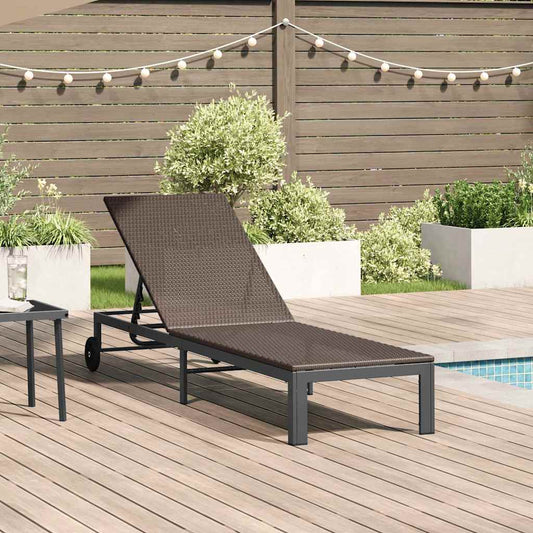 Sonnenliege 1-Person Braun 60 x 200 x 27cm Poly-Rattan