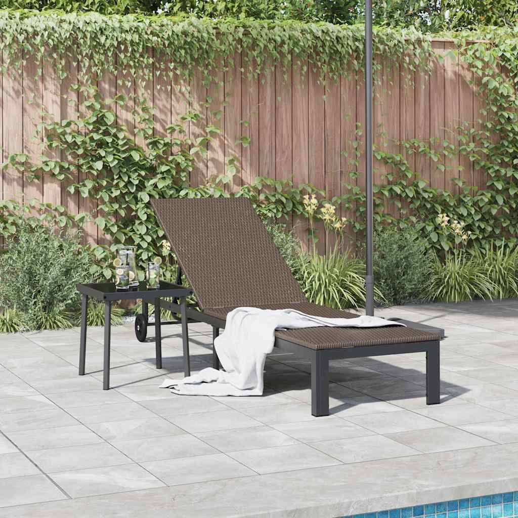 Sonnenliege 1-Person Braun 60 x 200 x 27cm Poly-Rattan