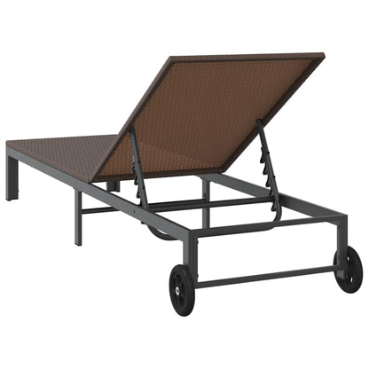 Sonnenliege 1-Person Braun 60 x 200 x 27cm Poly-Rattan
