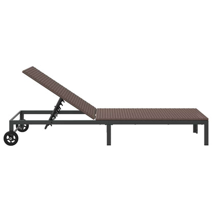Sonnenliege 1-Person Braun 60 x 200 x 27cm Poly-Rattan