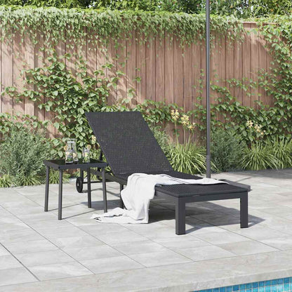 Sonnenliege 1-Person Schwarz 60 x 200 x 27cm Poly-Rattan