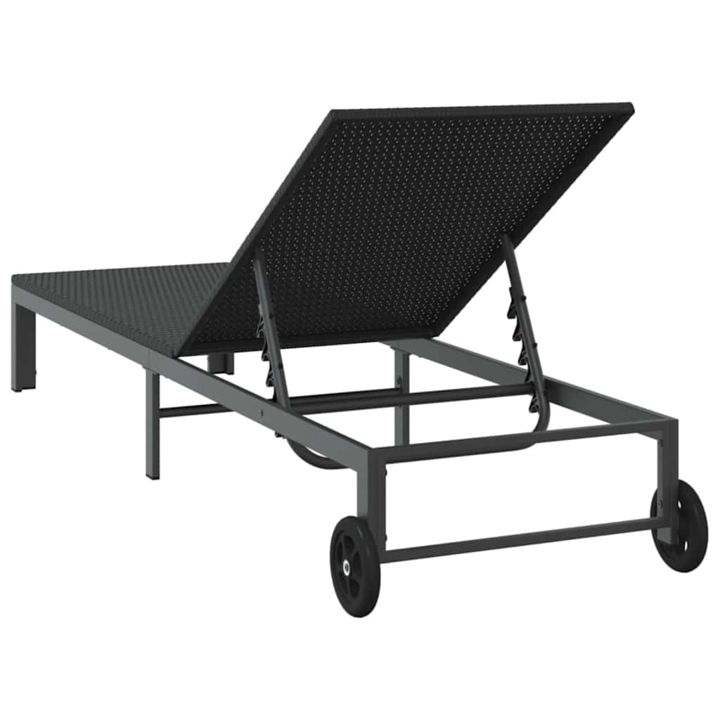 Sonnenliege 1-Person Schwarz 60 x 200 x 27cm Poly-Rattan