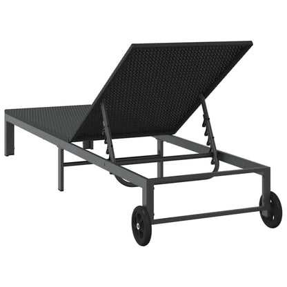 Sonnenliege 1-Person Schwarz 60 x 200 x 27cm Poly-Rattan
